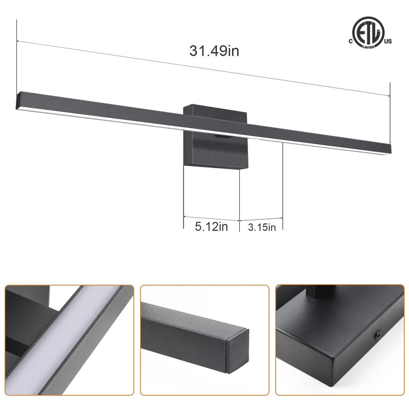 VOLISUN Modern Bathroom Vanity Light 31.5 inch, 18W Dimmable 5CCT