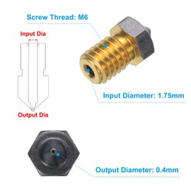 sourcing map 3D Nozzles Kit, 4pcs 3D Printer Brass Nozzles 0.4mm, 5pcs Nozzle Cleaning Needles, with a Socket Wrench and a Tweezer, for 1.75mm Ender3 Series