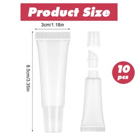 Pack of 16 Empty Lip Tubes, 10 ml Transparent Refillable Tubes, Mini Cosmetic Containers for Cosmetic Makeup, Travel Toiletries, Lip Balm, transparent