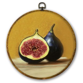 Mcehtle Vintage Figs Kitchen Wall Art Decor, Moody Figs Fruit Farmhouse Framed Canvas Prints 10x10, Kitchen Still Life Painting Round Wall Hanging Artwork Decorations for Dining Room