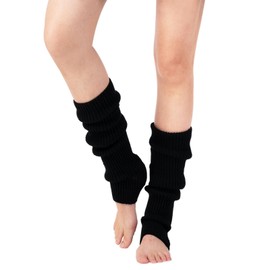 YUANQIAN Women Winter Extra Soft Long Legwarmer Warmer Knitted Stirrup Leg Warmers for Yoga Ballet Dance (Black- -1pair no hole)