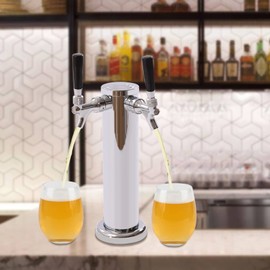 CeRaBuRET Double Faucet Tower Keg System No Tank Conversion Kit, Free-standing Beer Tower Kit, Silver Professional Beer Column Kit For Homes, Hotels, And Restaurants
