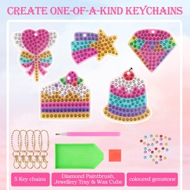 OWill Gifts Girls Toys for 6 7 8 9 10 Year Old Diamond Painting Arts Craft Toys 5D DIY Diamond Keychain Mosaic Kits Birthday Presents