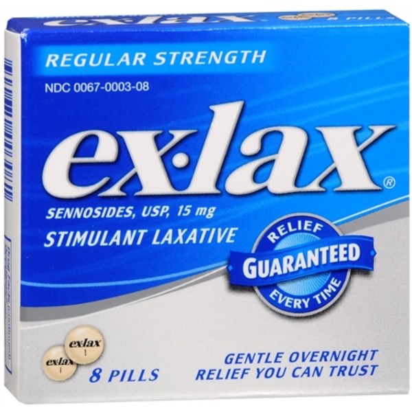 Ex-Lax Pills Regular Strength 8 Each (Pack of 3)