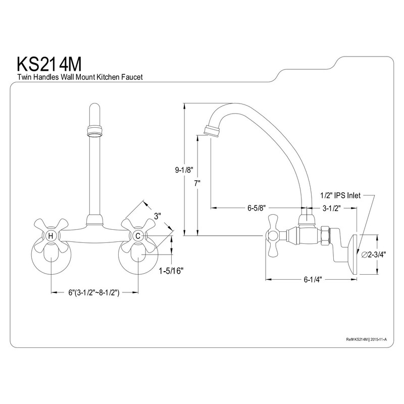 Kingston Brass KS214M High Arch Spout for Wall Mount Kitchen