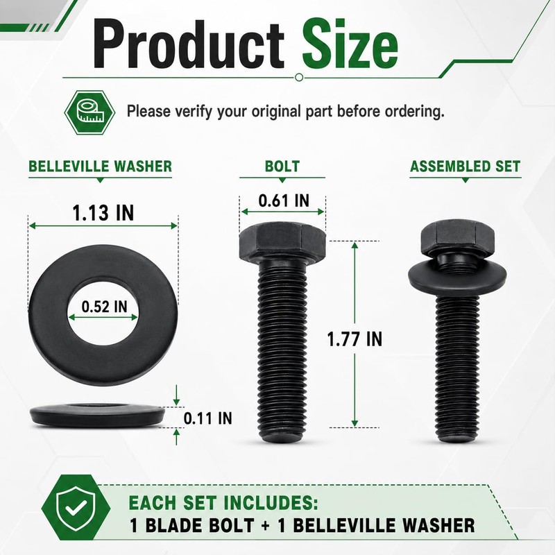 6 Sets 26-0671 & 3290-465 Blade Bolt and Belleville Washer