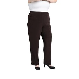 Briggs New York Women's Plus Size Pull on Dress Pant Average & Short Length Brown