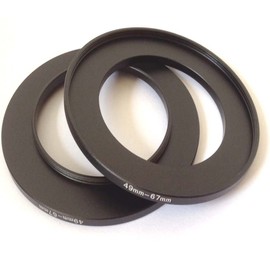 2x Metal 49-67mm Step Up Rings D-SLR Video Camera Lens Connect-ion Size 49mm To 67mm Filter Aperture Connector Adapter Screws Focus Digital Photo Picture View Fix-Ing Photograph Parts Accessories