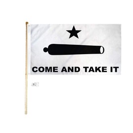 American Wholesale Superstore 3x5 3'x5' Gonzales Come & Take It Polyester Flag with 5' (Foot) Flag Pole Kit with Wall Mount Bracket & Screws (Imported)