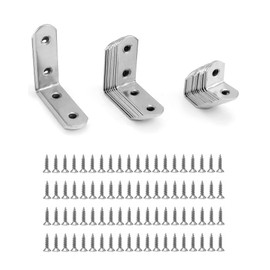 QWORK® L Brackets for Wood , 28pcs Corner Brace , Stainless Steel , 16x20mm , 16x40mm , 16x50mm , 90 Degree L Shaped Brackets for Furniture Fixation