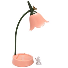 Yoiimiya Flower LED Desk Lamp Student Bedroom Lighting Contact Reading Eye Protection USB Flower Lampshade Table Light,
