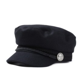 SUNTRADE Ladies Girls Women Wool Blend Navy Cap Baker Boy Peaked Cap Newsboy Hat Black