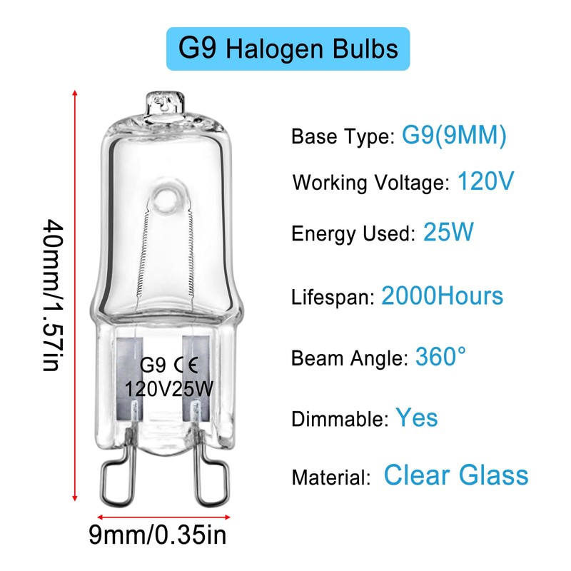 LedWekei G9 Halogen Bulbs,120v 25w Bulb Mini Spotlight Bulbs 2