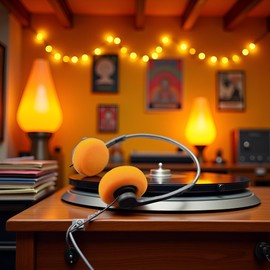 Orange Retro Over-Ear Headphone, Vintage Feelings Underwire Headphone, Retro Lightweight Earphones, Hi-Fi Stereo Earphone Headset, for Most Mobile Phones Playback Pevices Headphones