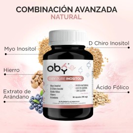 Oby Pure Inositol Myo Inositol Y D-chiro Inositol 60 Capsulas 701mg Con Acido Folico, Hierro Y Extracto Arandano  Vitaminas Mujer  Suplementos...     