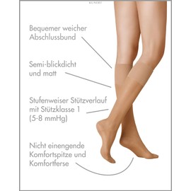 KUNERT Super Control 40 Women's Knee Socks Light Support Class I 40 Denier, Tan 1003