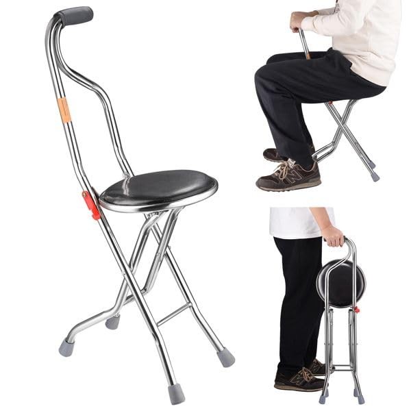 ZJMTOCYU Folding Cane Seat for Comfort and Mobility, Lightweight and