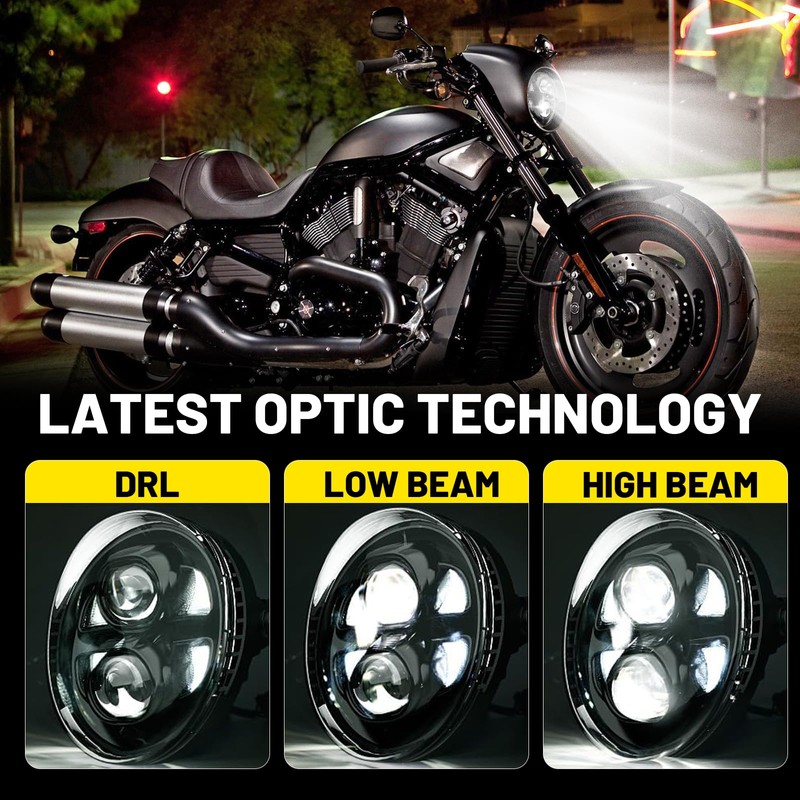 LED Motorcycle Headlight with High Low Beam DRL for Harley