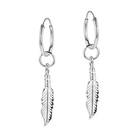 AeraVida Trendy Feather Flight .925 Sterling Silver Dangle Hoop Earrings | Chic Sterling Silver Dangle Hoop Earring for women | Gift for Daughter, Mother’s Day, Statement Fashion