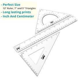 Mr. Pen Triangle Ruler, Protractor, Math Set - 3 Pack, Square Ruler, Protractor for Geometry