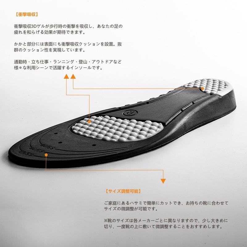 Heal foot Ergonomic Impact Absorbing Insole, black