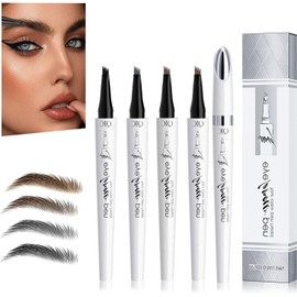 Lápiz de cejas impermeable con 4 puntas, 2024 Nuevo lápiz de cejas Microblading 3D Lápiz de contorno, lápiz de cejas mágico, natural, fino y de larga 