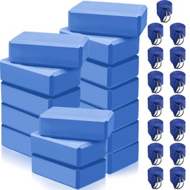 Wettarn 30 Pack Yoga Block and Strap Set 15 Pcs Non-Slip Yoga Blocks with 15 Pcs Metal D Ring Stretching Exercise Workout Fitness Accessory for Gym(Multicolor)