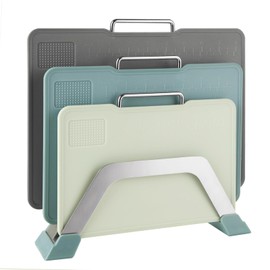 ABuff Plastic Cutting Board Set, cutting boards for kitchen Dishwasher Safe, Thick Chopping Boards with Holder and Handle, Chopping Board Set for Meat, Veggies, Fruits, Different Sizes & Non Slip