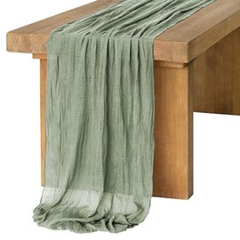 Cheese Cloth Table Runner, Sage Green, Muslin Table Runner, Wedding, Table Runner, Chiffon 90 x 400 cm, Green Table Runner, Modern Table Runner for Vintage Weddings, Birthdays