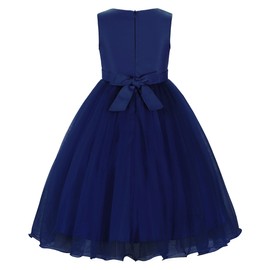 JerrisApparel Little Girls' Sequin Mesh Flower Ball Gown Party Dress Tulle Prom (5, Navy Blue)