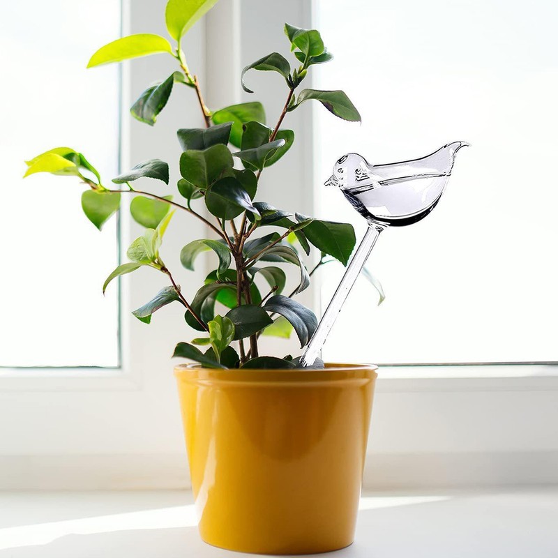 6Pcs Bird Shaped Plant Waterer Automatic Glass Bird Shape Design