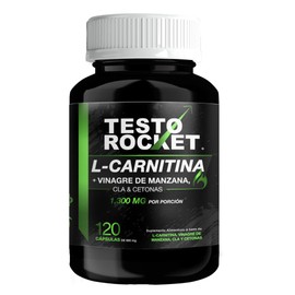 L Carnitina 4en1, 1300mg porcion: Carnitina, Vinagre de Manzana, CLAs y Cetonas de Frambuesa | Testo Rocket Carnitina 120 Cápsulas