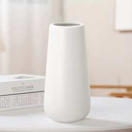 Ceramic Vases - 8 Inch Minimalism Style Flower Vase, Elegant Vase for Mantel, Fireplace, Table, Living Room, Home Decoration