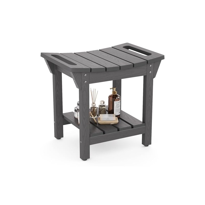 Waterproof Shower Bench, Poly Lumber Shower Stool for Shaving Legs,