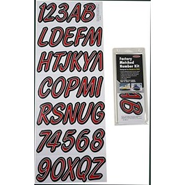Hardline Products Series 400 Factory Matched 3-Inch Boat & PWC Registration Number Kit, Red/Black