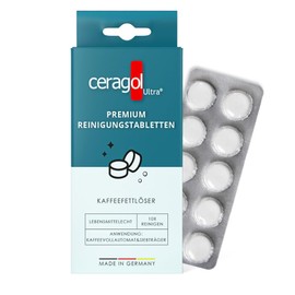 ceragol ultra Premium Reinigungs-Tabletten – Reinigungs-Tabs für alle Kaffee-Vollautomaten und Espresso-Maschinen, effektiver Kaffee-Reiniger, 10 Stück für 10 Anwendungen