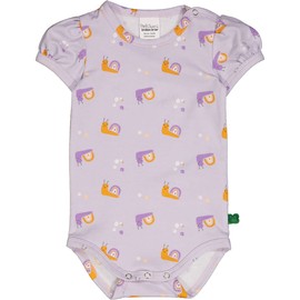 Fred's World by Green Cotton Baby Girls' Snail Puff S/S Body Base Layer, Lavender/Deep Lavender/Tangerine