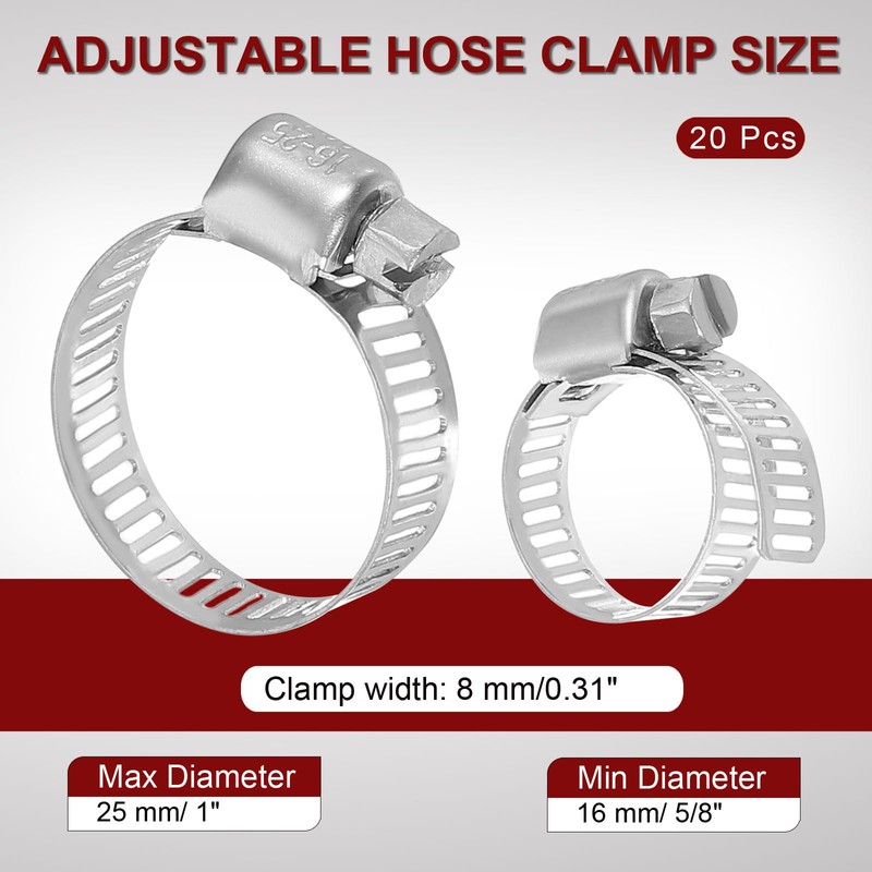 MECCANIXITY 1 Inch Stainless Steel Hose Clamp, Worm Gear Clamp