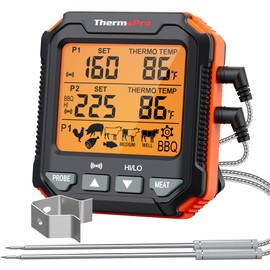 ThermoPro TP717 Digital Meat Thermometer for Grilling, Backlit Grill Thermometer Meat Thermometer Oven Safe with 2 Meat Probes, Food Thermometer for Cooking with Temp Alert for Smoker, BBQ, Oven