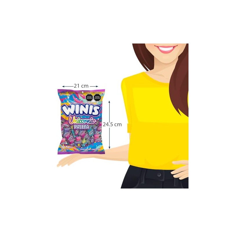 Winis Unicornio Paleta de 7 g. Bolsa con 40 pzas