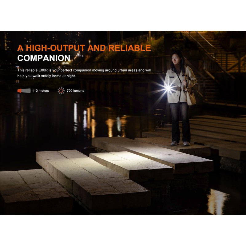 Fenix E06R 700 Lumen 3-in-1 EDC Keychain Flashlight, USB-C Rechargeable,