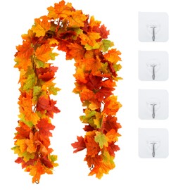 Green, yellow, and red maple leaf rattan and two bright strings