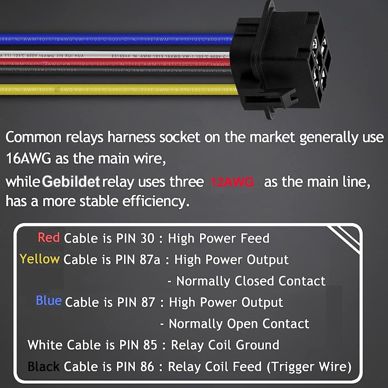 Gebildet 2pcs 40/30 Amp Waterproof Relay Switch Harness Set -