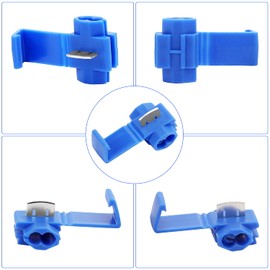 PRECIHW 200pcs Solderless Quick Splice Snap Wire Connectors, 18-14 AWG Splice Connector (Cable Joiner), Blue Cold Pressed Insulated Electric Wire Crimp Connectors