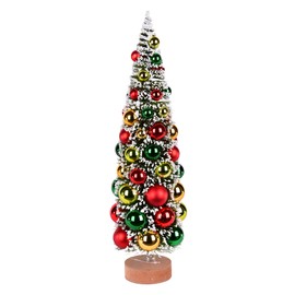 Vickerman 18" Vintage Tabletop Frosted Green Artificial Christmas Tree, Red, Frosted Green, Gold Ornament - Faux Christmas Tree - Seasonal Indoor Home Decor