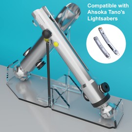 Cosmos Lightsaber Stand Desktop Double Lightsaber Display Holder Acrylic Lightsaber Hilt Stand Desktop Display Stand with Anti Slip Pad Compatible with Ahsoka Tano's Lightsabers, Dagger, Wand, Record