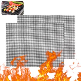 Pack of 2 grill grills for gas grills, 42 x 36 cm BBQ grill mesh mats, Teflon grill net, grill mat, barbecue net, square non-stick grill mat, grill net for charcoal, gas grill, cooking, baking