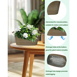 vensovo 15 Inch Galvanized Planters for Outdoor Plants - 3 Pcs Rustic Large Metal Flower Buckets with Drainage & Plug, Farmhouse Style Oval Planter Containers with Handles, Great for Home Decor