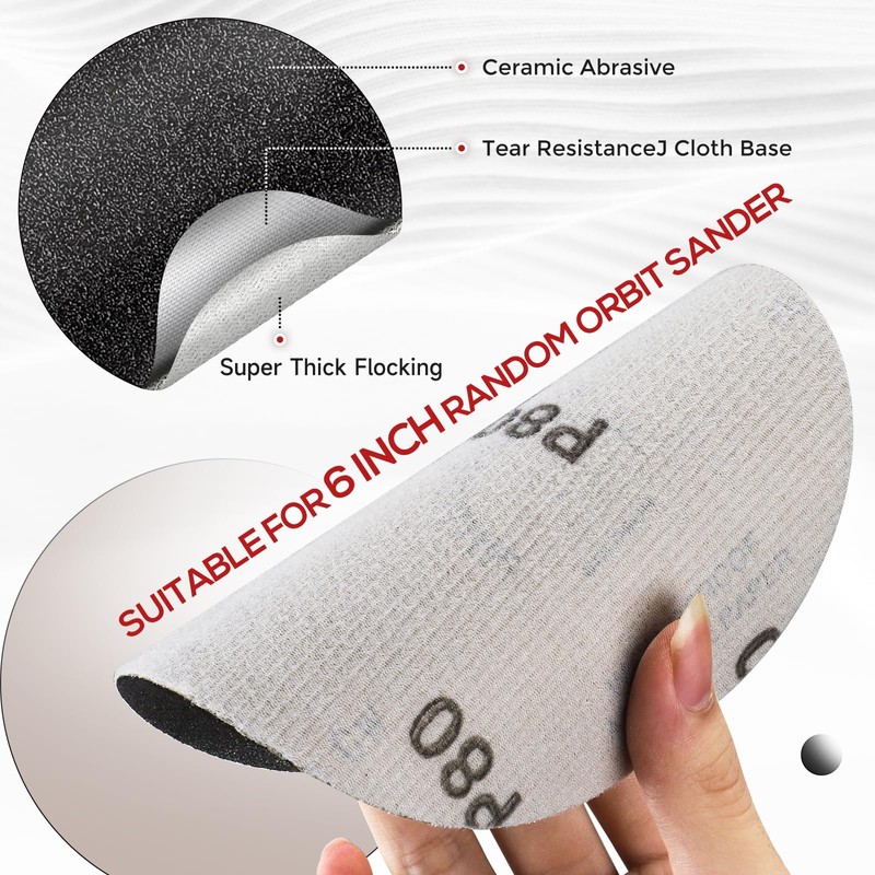 STEBRUAM 30pcs 6 Inch Sanding Discs 150mm No Hole Dry