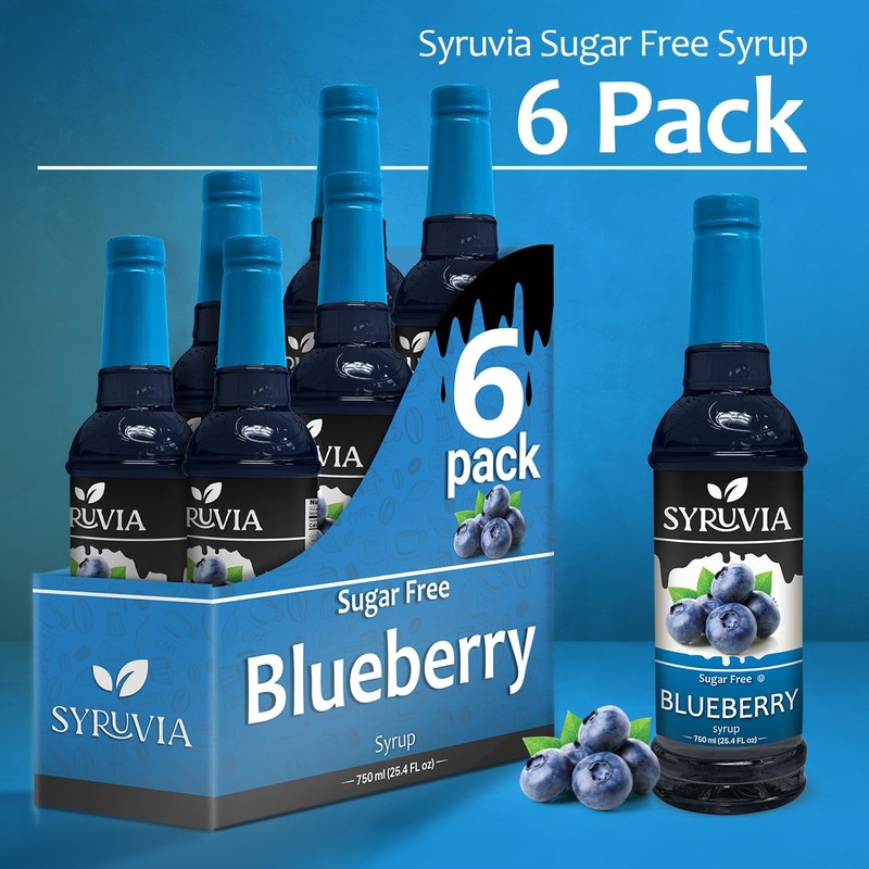 Sugar-Free Blueberry Syrup by Syruvia 6-Pack, 25.4 fl oz, Wholesale
